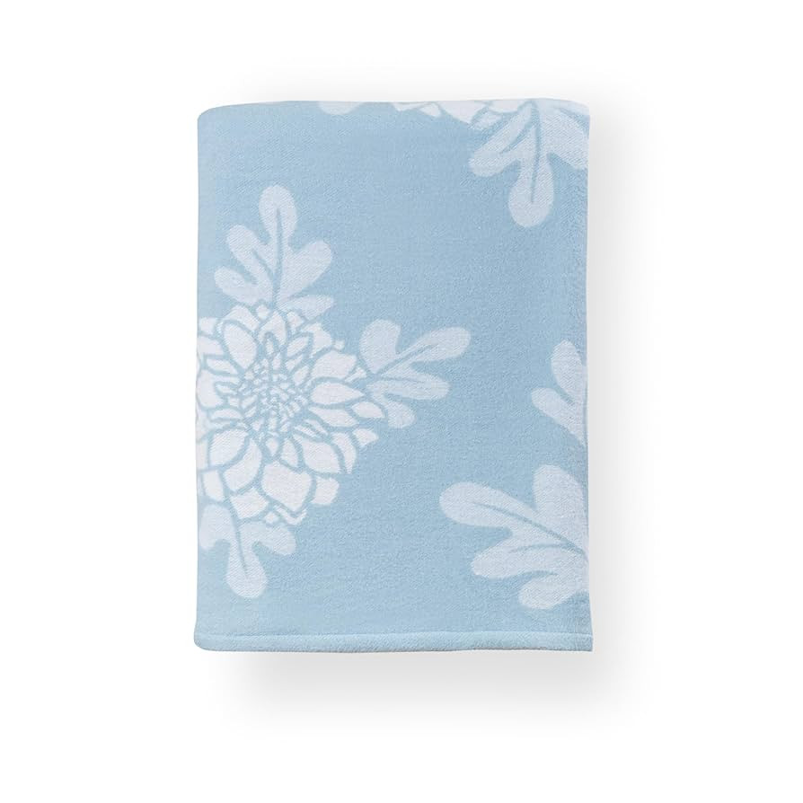 Hofdeco Premium Coastal Decorative Throw Blanket for Patio Couch Sofa, Baby Blue Dahlia Floral wi... | Amazon (US)