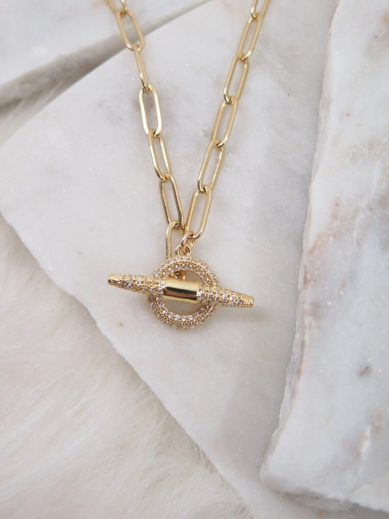 Gold Link Chain Necklace, Chain Choker, Toggle Necklace, Toggle Choker, Contemporary Jewelry, Sta... | Etsy (US)