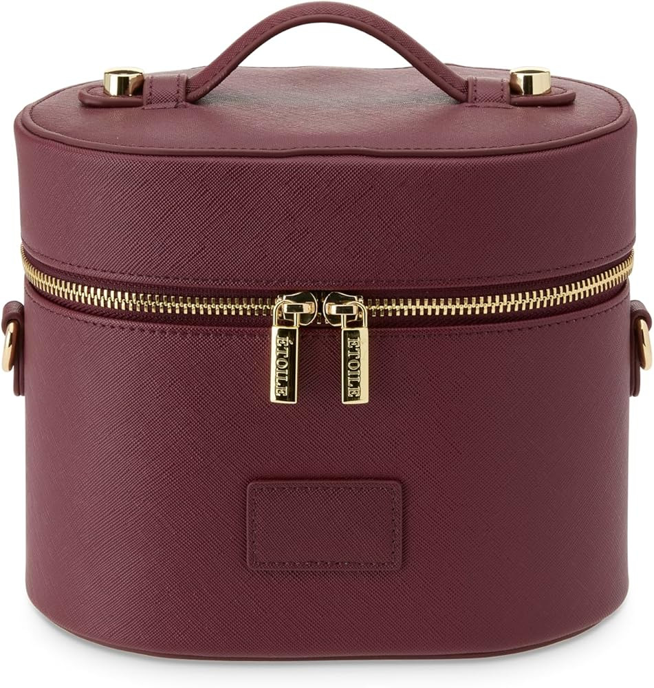ETOILE - Oval Toiletry Case Burgundy - Travel Makeup Bag Organizer with Shoulder Strap and Remova... | Amazon (US)