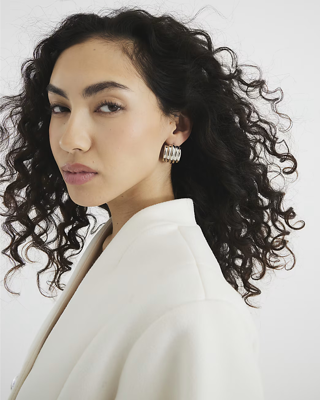 Silver Ridge Detail Stud Earrings | River Island UK & IE