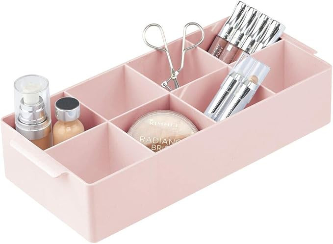 mDesign Plastic Cosmetic Storage Organizer Bin Box - 8 Divided Sections - Holder for Makeup, Cosm... | Amazon (US)