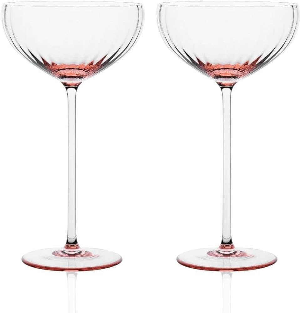 Sister.ly Drinkware Pink Coupe Glasses/Pink Coupe Champagne Glasses, Set of 2, 8 oz, Perfect for ... | Amazon (US)