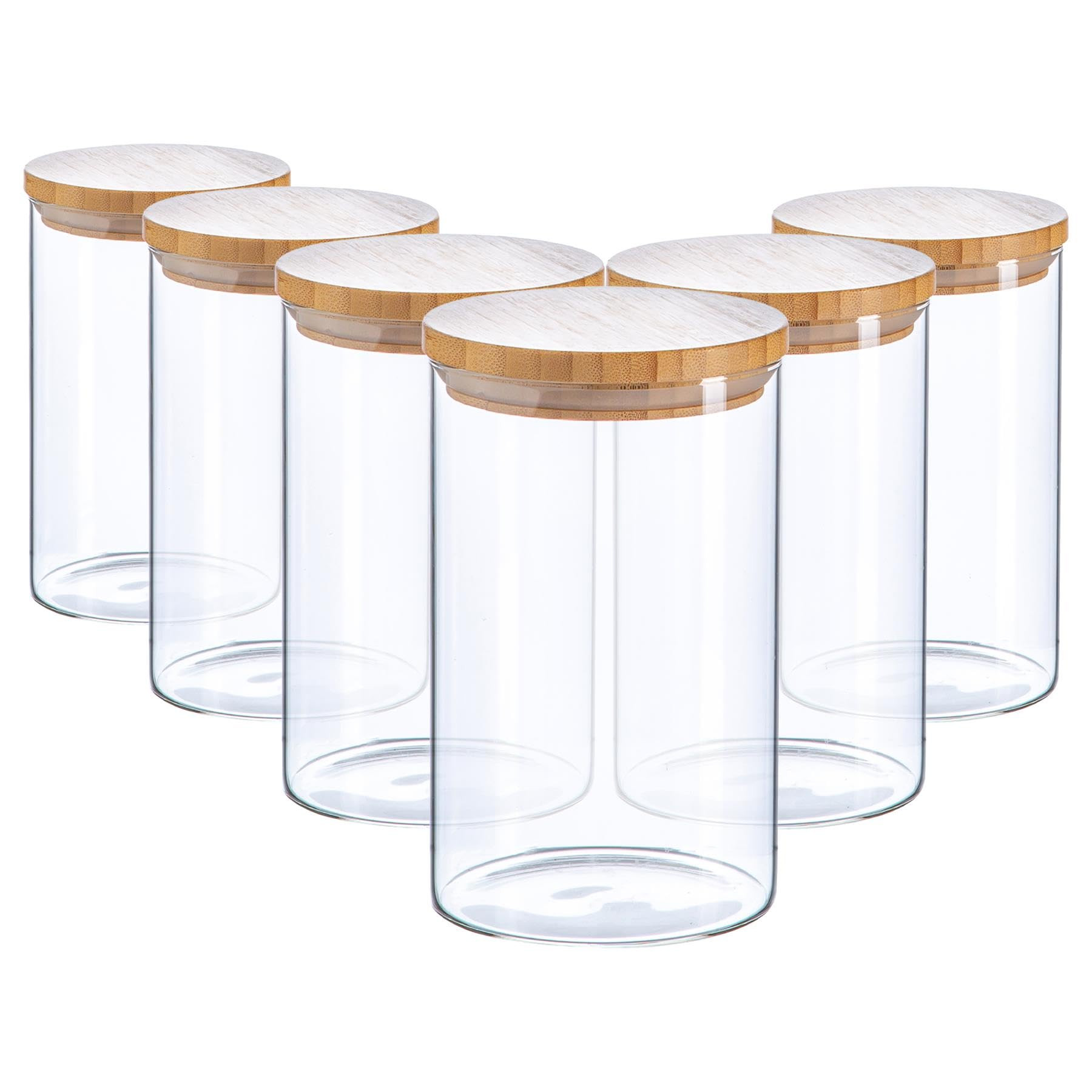 Argon Tableware Scandi Storage Jars with Wooden Lids - 1000ml - 6 Pack - Modern Round Organisatio... | Amazon (UK)