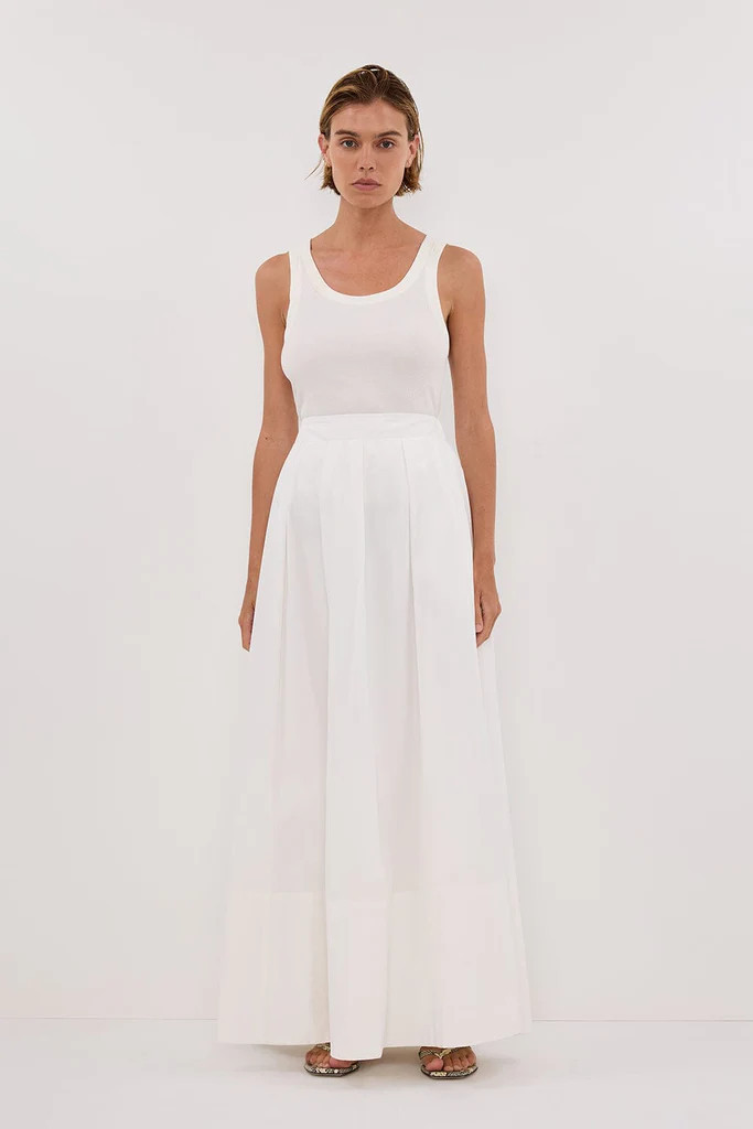 CONAGH WHITE POPLIN MIDI SKIRT | DISSH