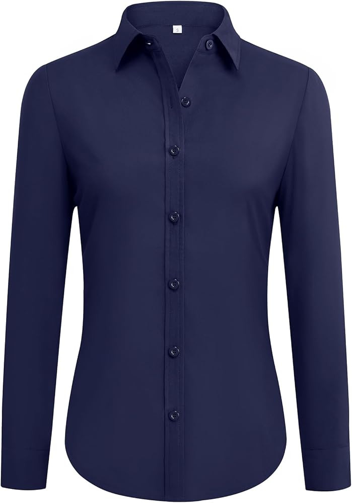 Button Down Shirts for Women Dress Shirts Business Casual Outfits Collared Fitted Blouse Work Int... | Amazon (US)