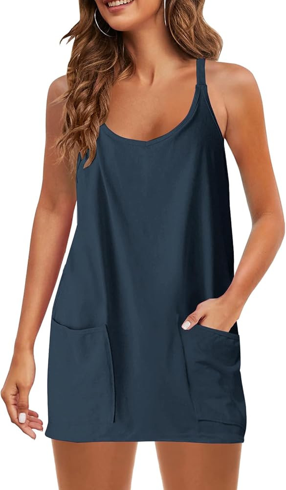 Short Summer Romper Dress for Women Strappy Athletic Romper Hot Shot Workout Onesie Outfits Boho ... | Amazon (US)