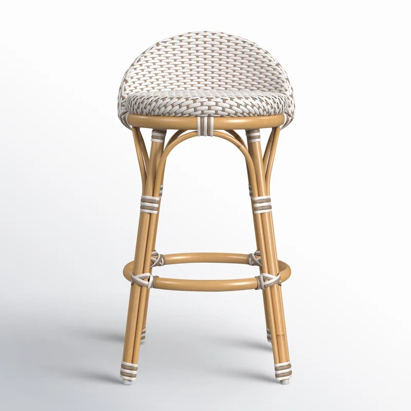 Ellie Rattan and Metal Low Back Counter Stool | Wayfair North America