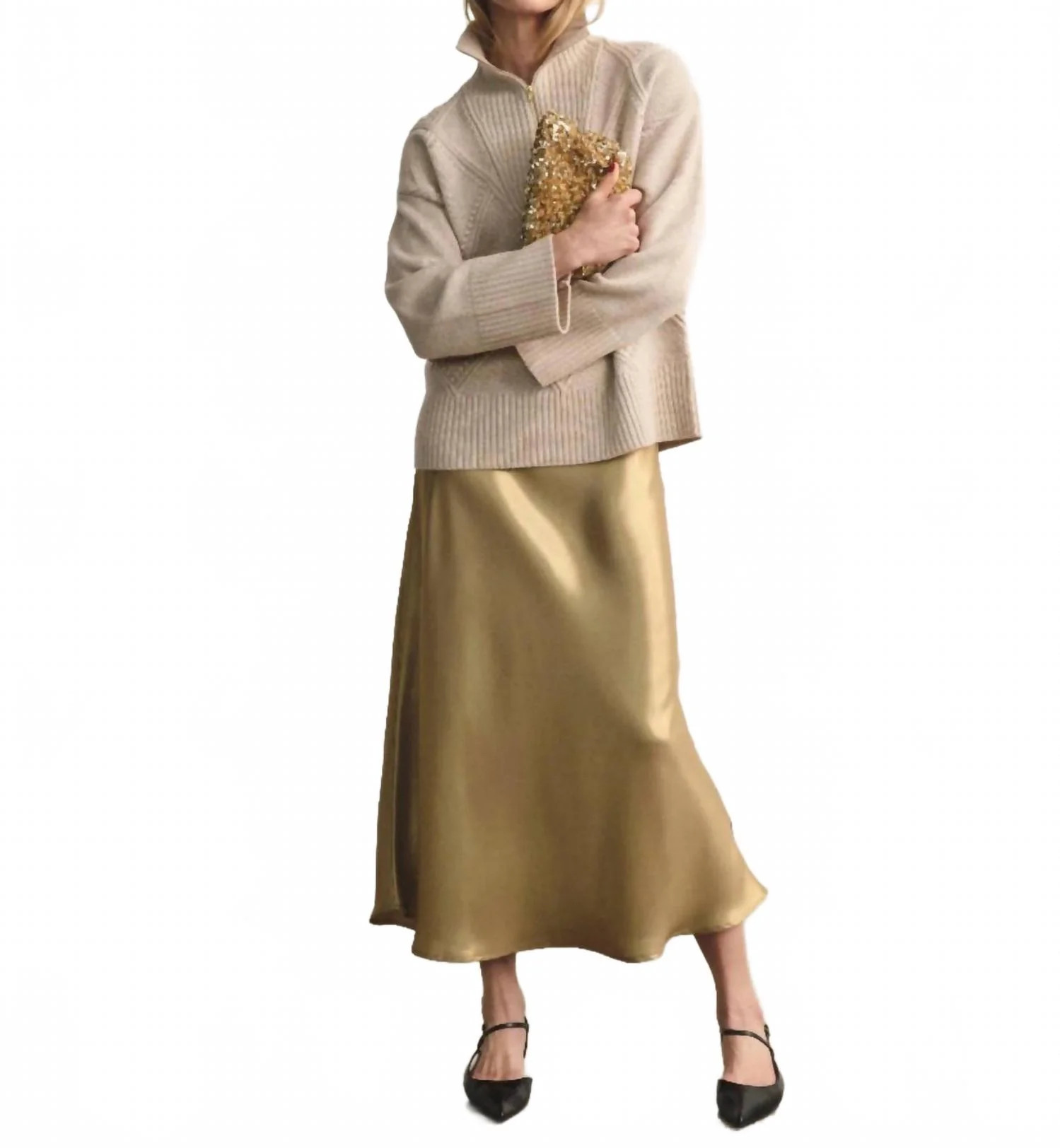 Laurinas Maxi Skirt In Gold | Shop Simon