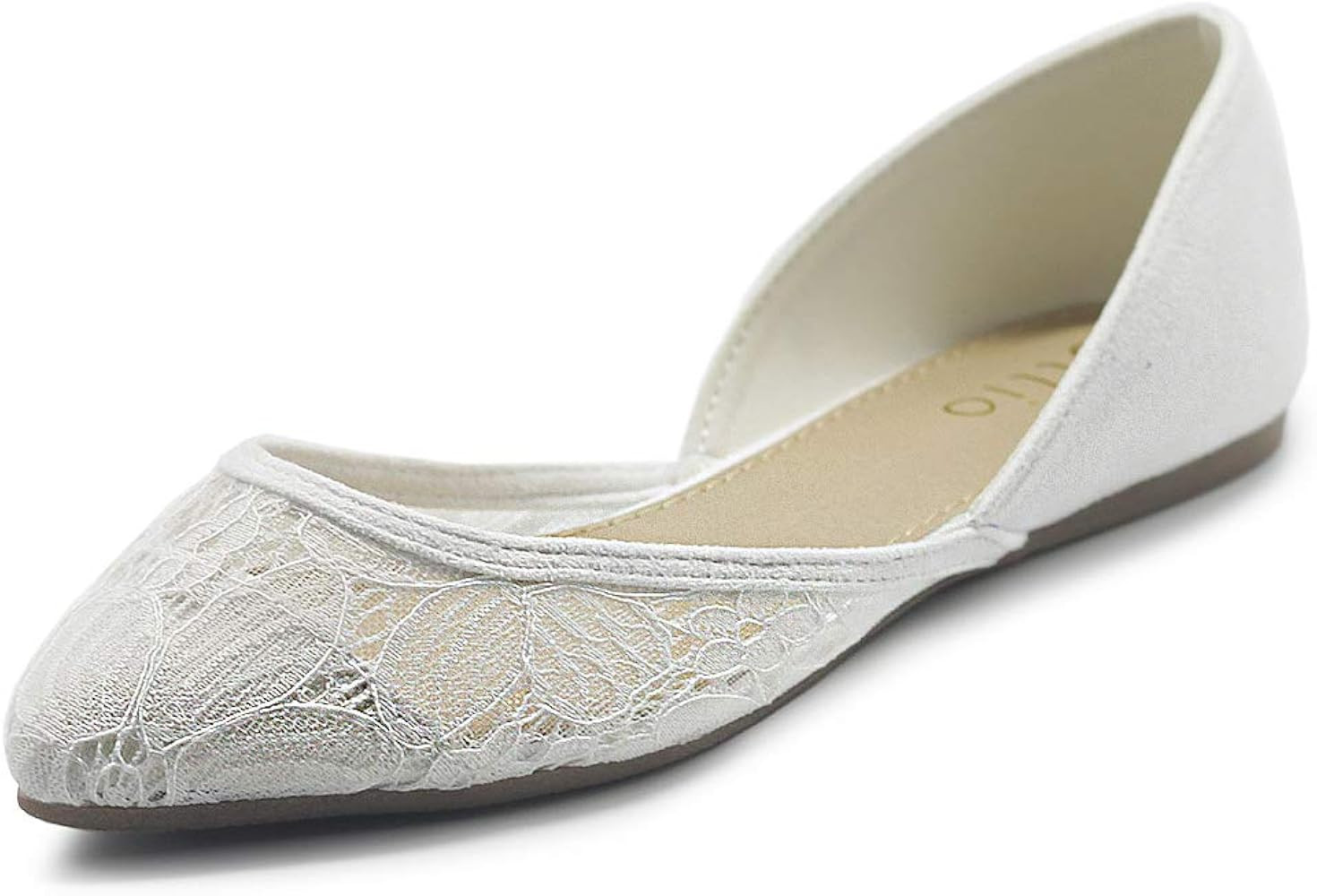 Ollio Women's Shoes Faux Suede Floral Mesh Lace Breathables Pointed Toe Ballet Flats F90 | Amazon (US)