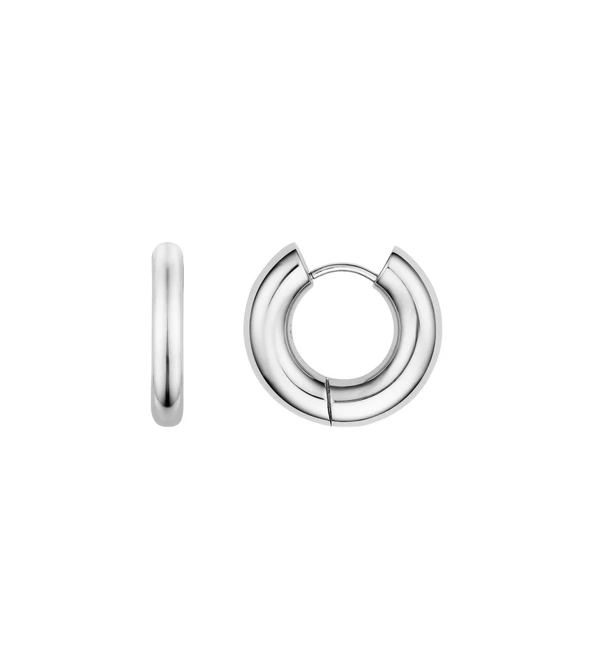 Small Chunky Huggie Hoop Earrings (Silver) | Abbott Lyon