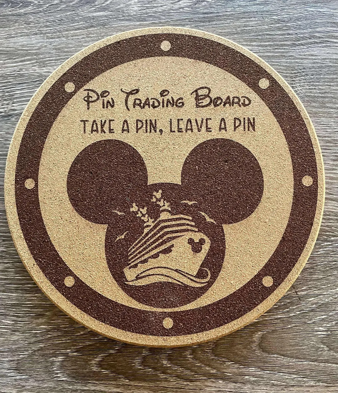 Disney Pin Trading Cork Board - take a pin leave a pin Cruise  share and trade with friends Fish ... | Etsy (US)