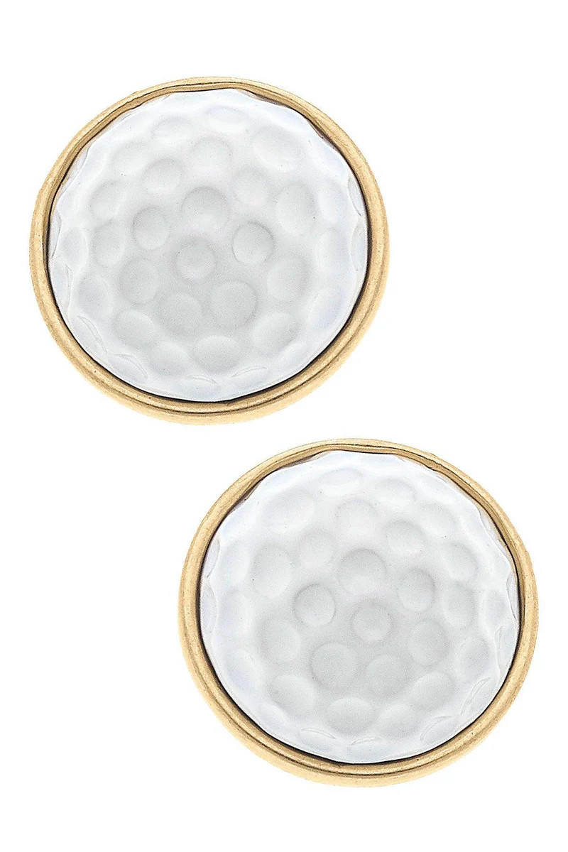 Flynn Golf Ball Stud Earrings in White | CANVAS