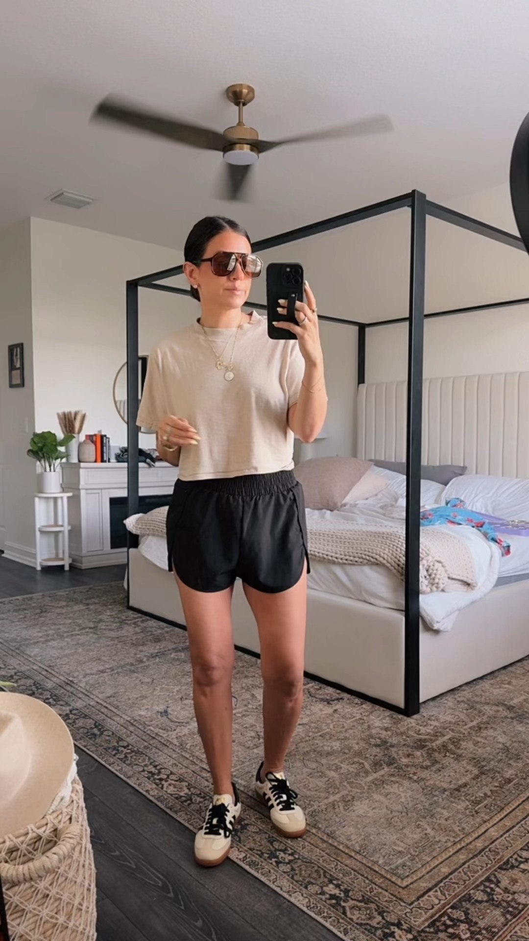 For Melinda Maria sitewide discount, use code: JAIME  Sports mom OOTD, Amazon crop tee, Amazon gym shorts, Adidas Samba 

#LTKFindsUnder50 #LTKStyleTip #LTKActive