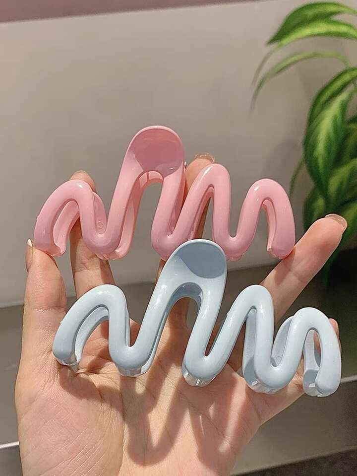 2pcs Simple Wave Shaped Hair Clips | SHEIN