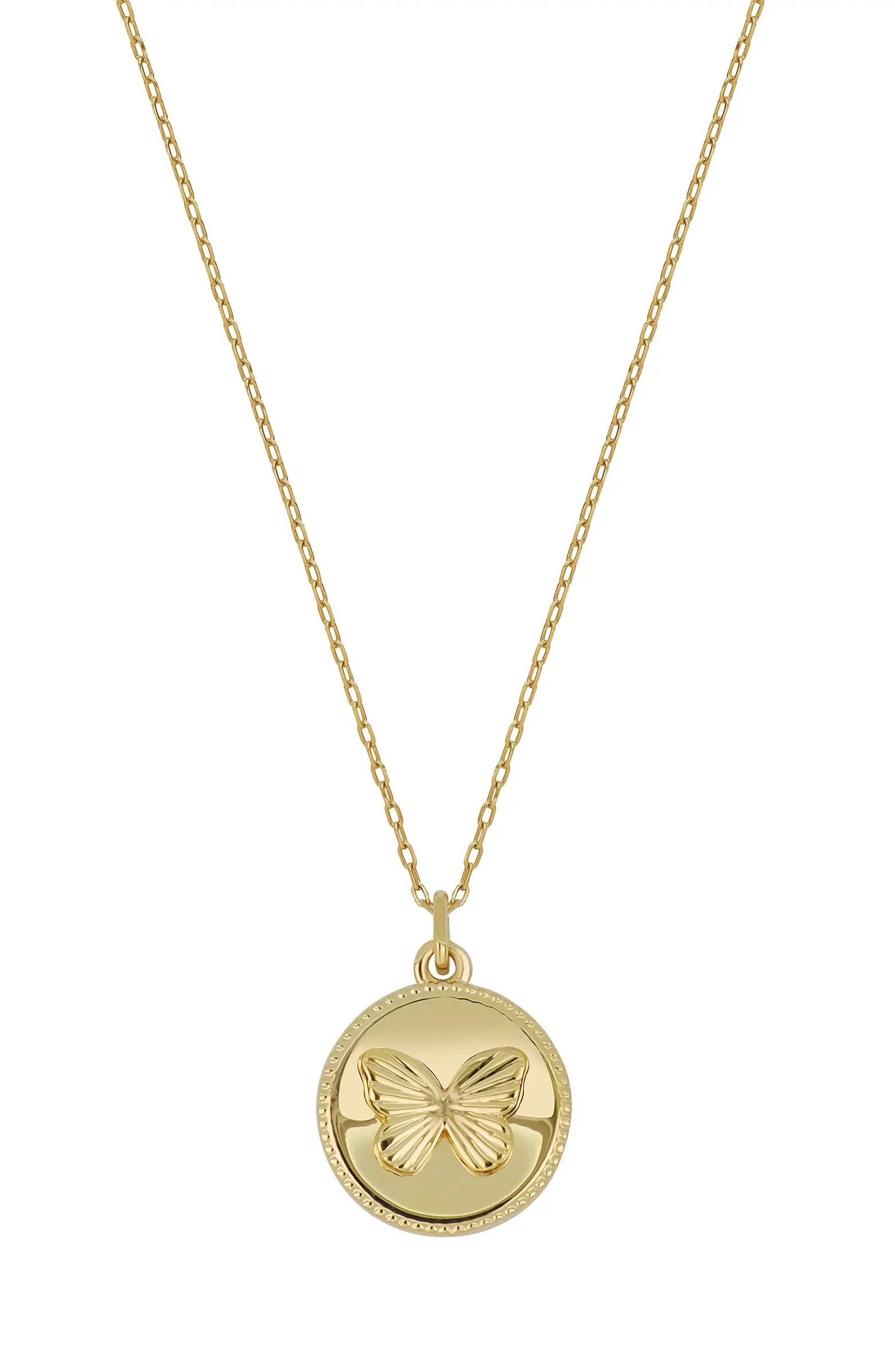 14K Gold Butterfly Medallion Pendant Necklace | Nordstrom