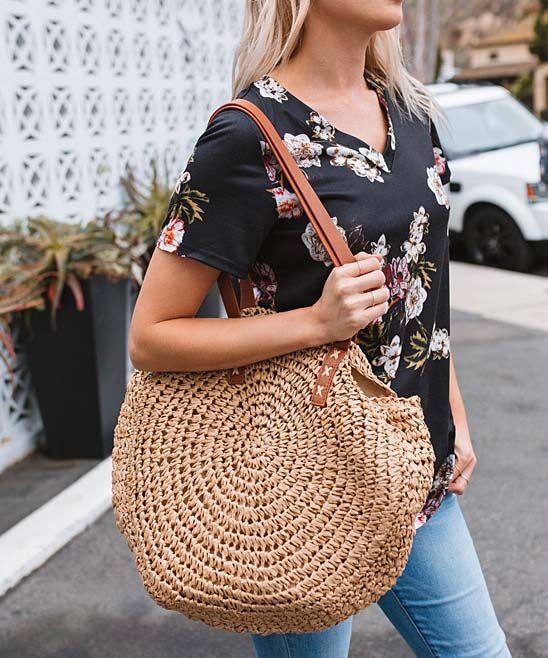 Amaryllis Women's Handbags Brown - Brown Round Woven Shoulder Bag | Zulily