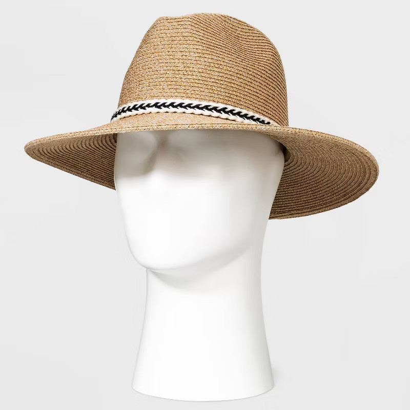 Wide Brim Panama with Woven Band - Goodfellow & Co™ Tan | Target