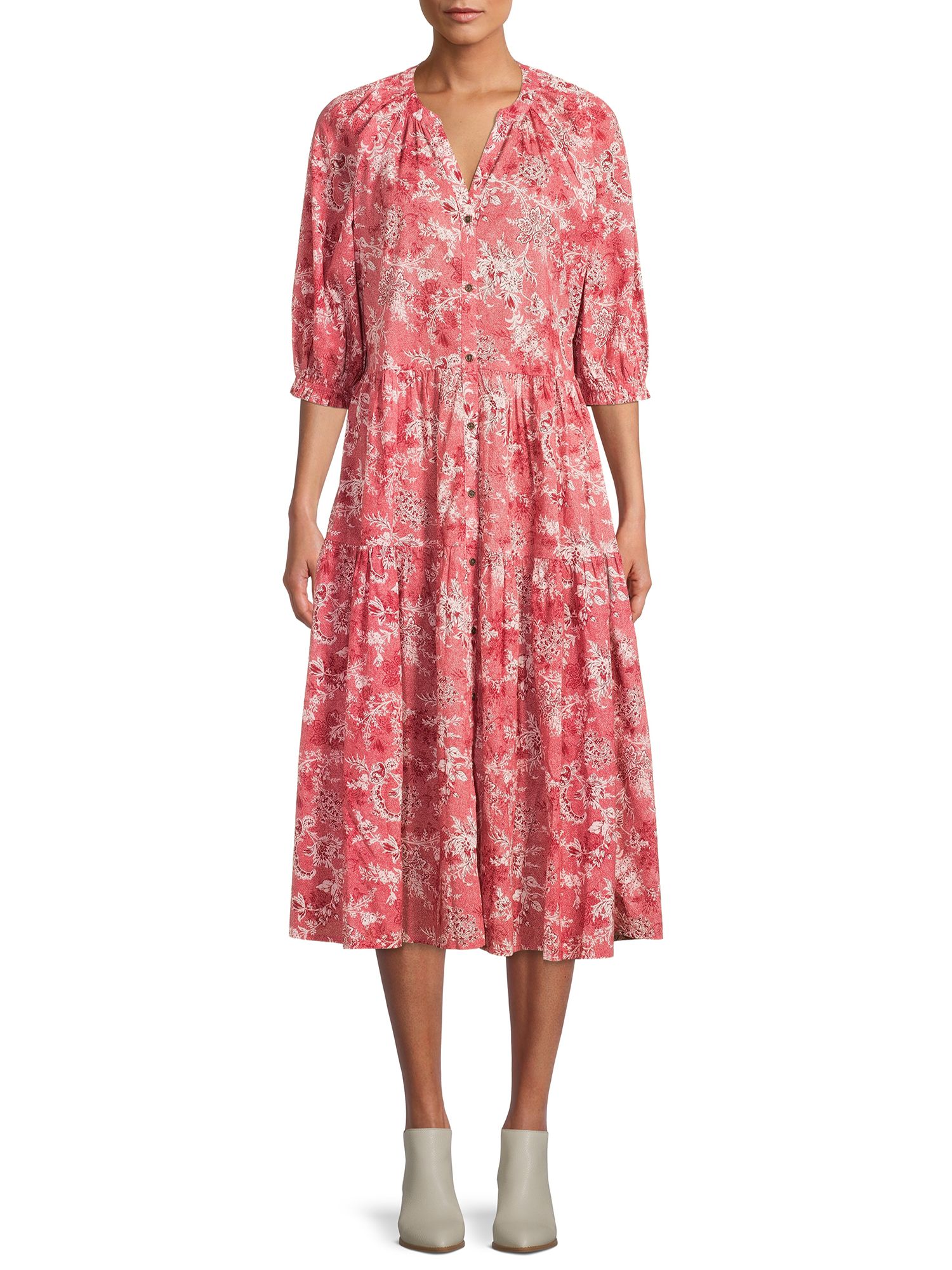 Time and Tru Women's Peasant Dress with Short Sleeves | Walmart (US)