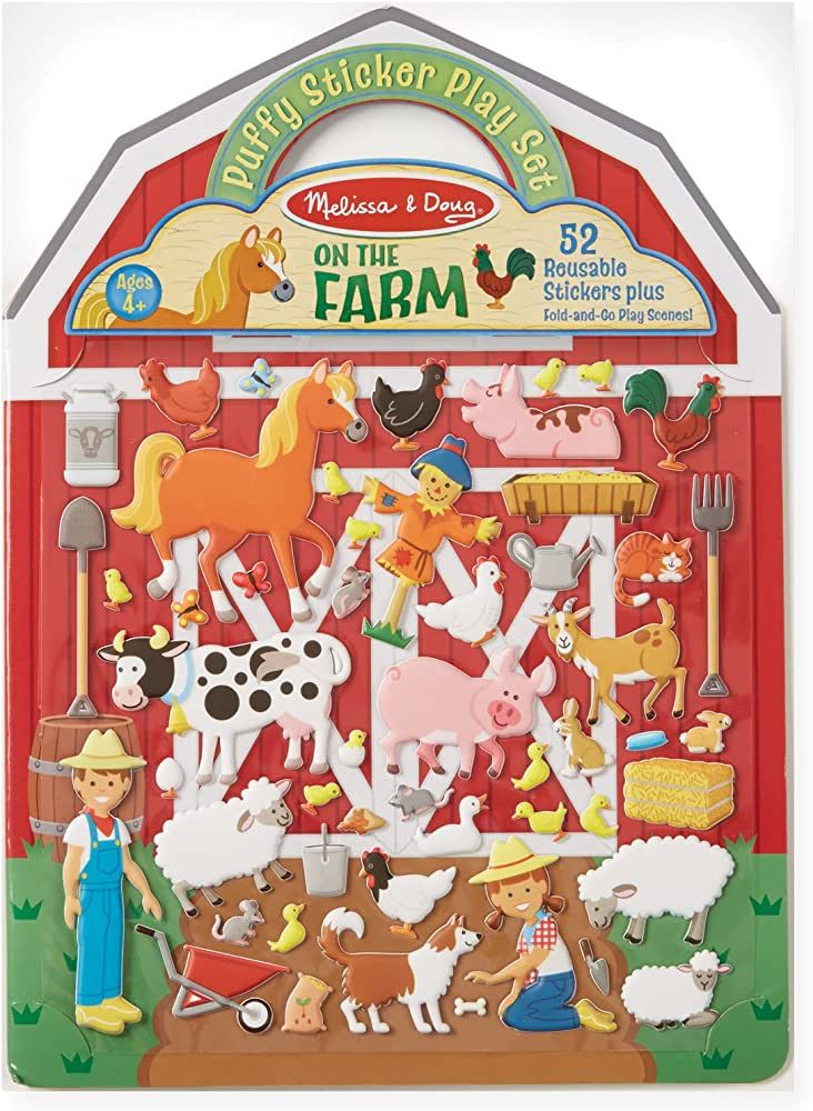 Melissa & Doug Puffy Sticker Play Set - On the Farm - 52 Reusable Stickers, 2 Fold-Out Scenes - R... | Amazon (US)
