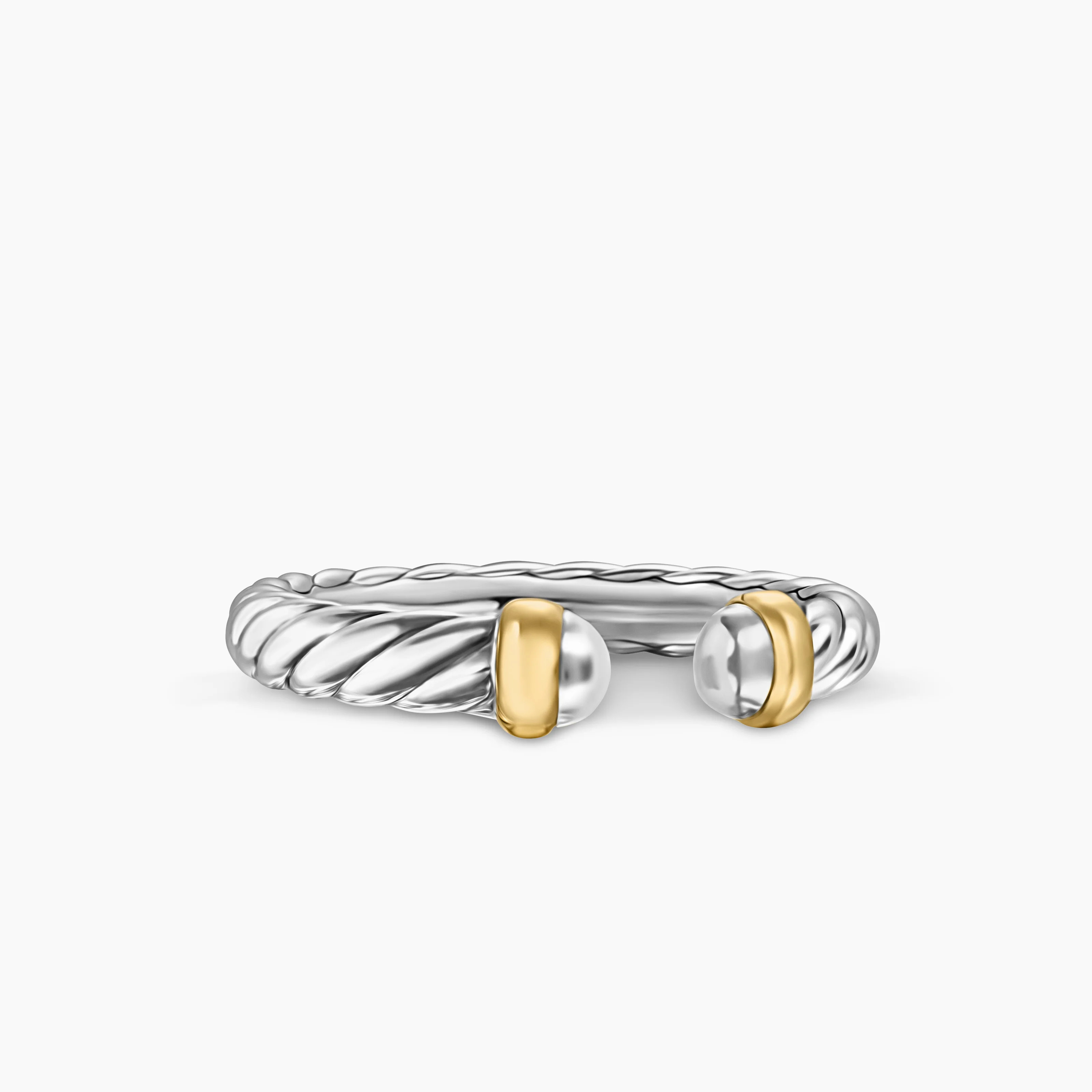 David Yurman | Petite Cable Open Ring in Sterling Silver with 14K Yellow Gold, 3.4mm | David Yurman