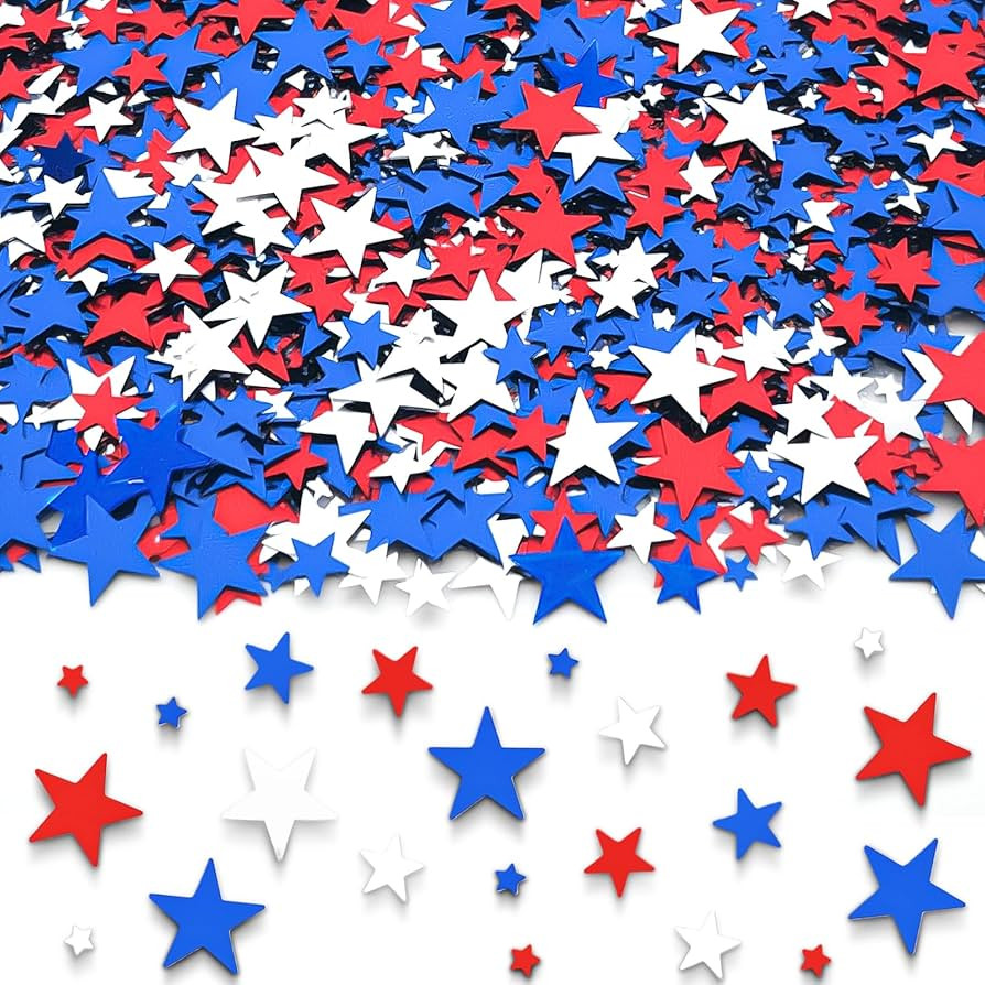 60g/2.1oz Patriotic Star Confetti - Bulk Red, White, and Blue Metallic Foil Twinkle Stars Sequins... | Amazon (US)