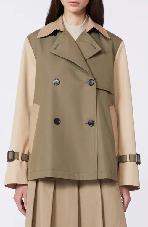 Weekend Max Mara Biglia Colorblock Cotton Blend Trench Coat in Mud at Nordstrom, Size 12 | Nordstrom