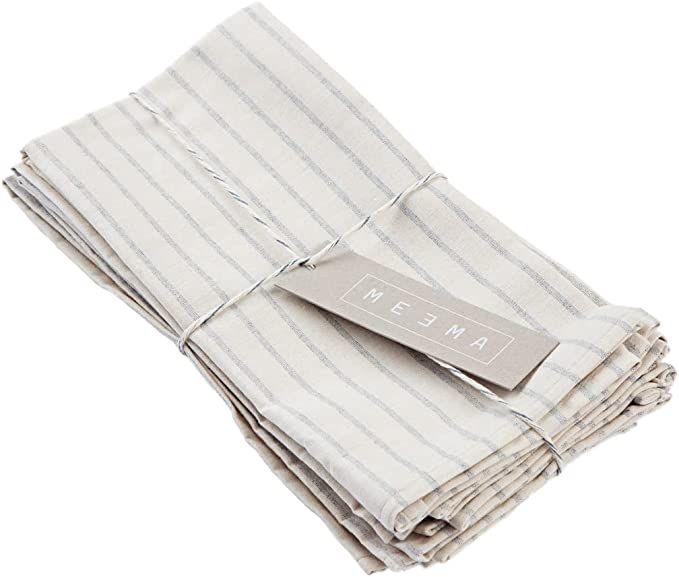 Cloth Napkins Set of 4 | Vintage Cloth Napkins Made with Upcycled Cotton, 19.5x18.5 in | Striped ... | Amazon (US)