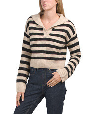Striped Sailor Collar Plush Pullover Sweater | TJ Maxx