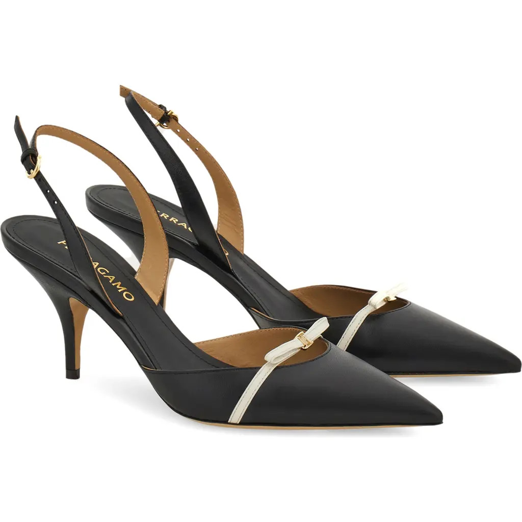 FERRAGAMO Gylla Pointed Toe Slingback Pump in Nero at Nordstrom, Size 9.5 | Nordstrom