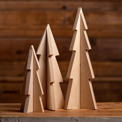Unfinished Wood Co.  Slotted Trees- Set Of 3 | Lowe's