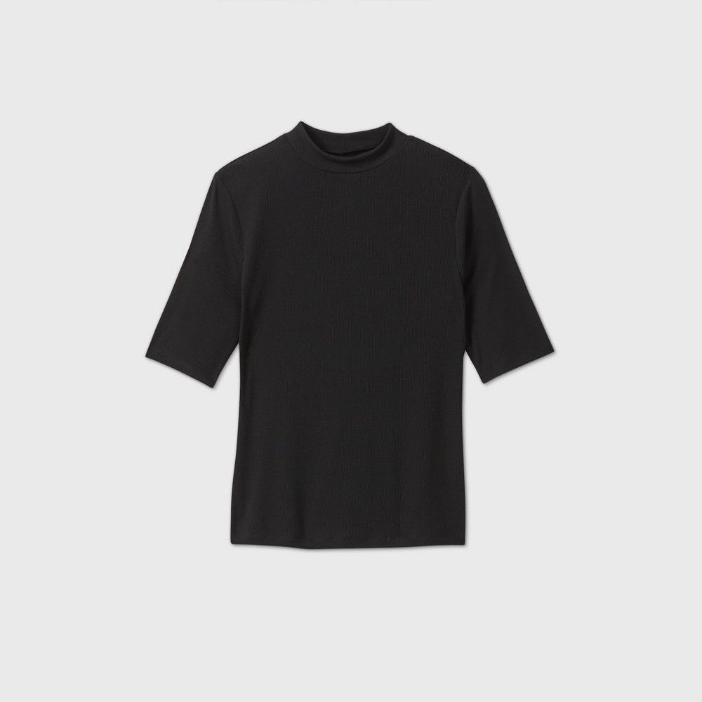 Woen's Elbow Sleeve High Neck Rib T-Shirt - A New Day™ | Target