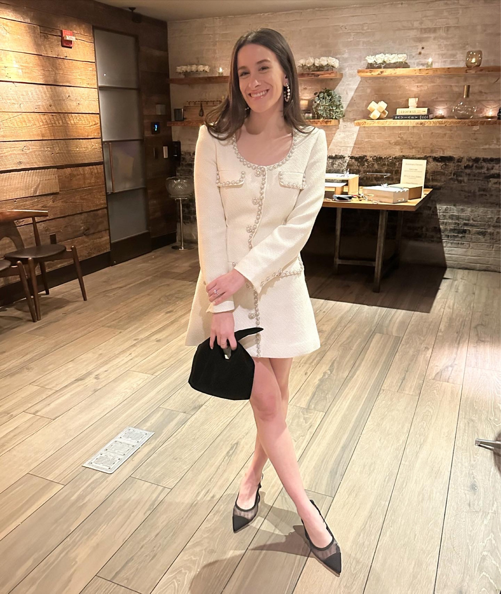 white christmas dresses Cream Sequin Boucle Tailored Midi Dress – self-portrait-US main image 1
