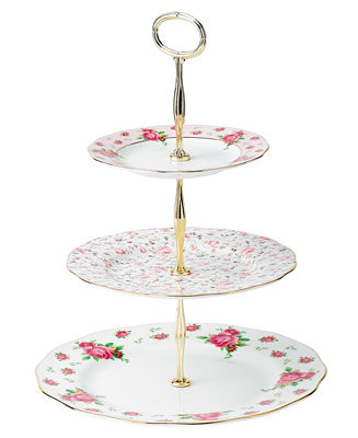 Old Country Roses White Vintage 3 Tier Cake Plate | Macys (US)