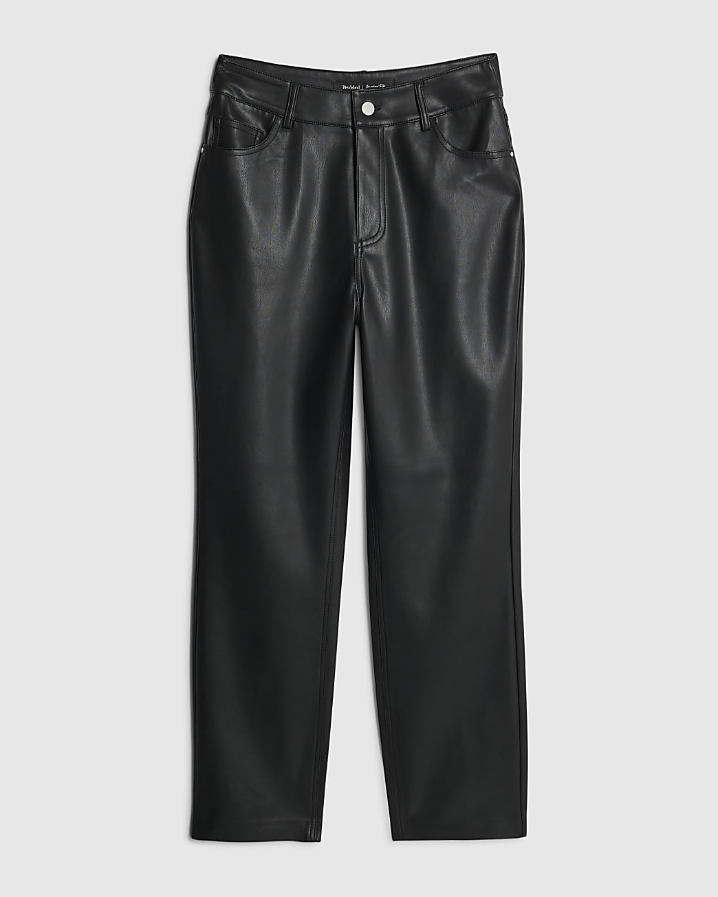 Black Faux Leather Straight Leg Trousers | River Island UK & IE