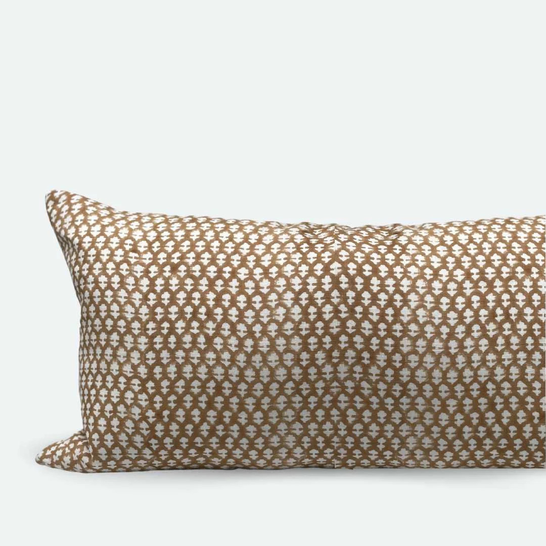 Large Lumbar Pillow Cover  Terracotta Floral Bloom Block - Etsy | Etsy (US)