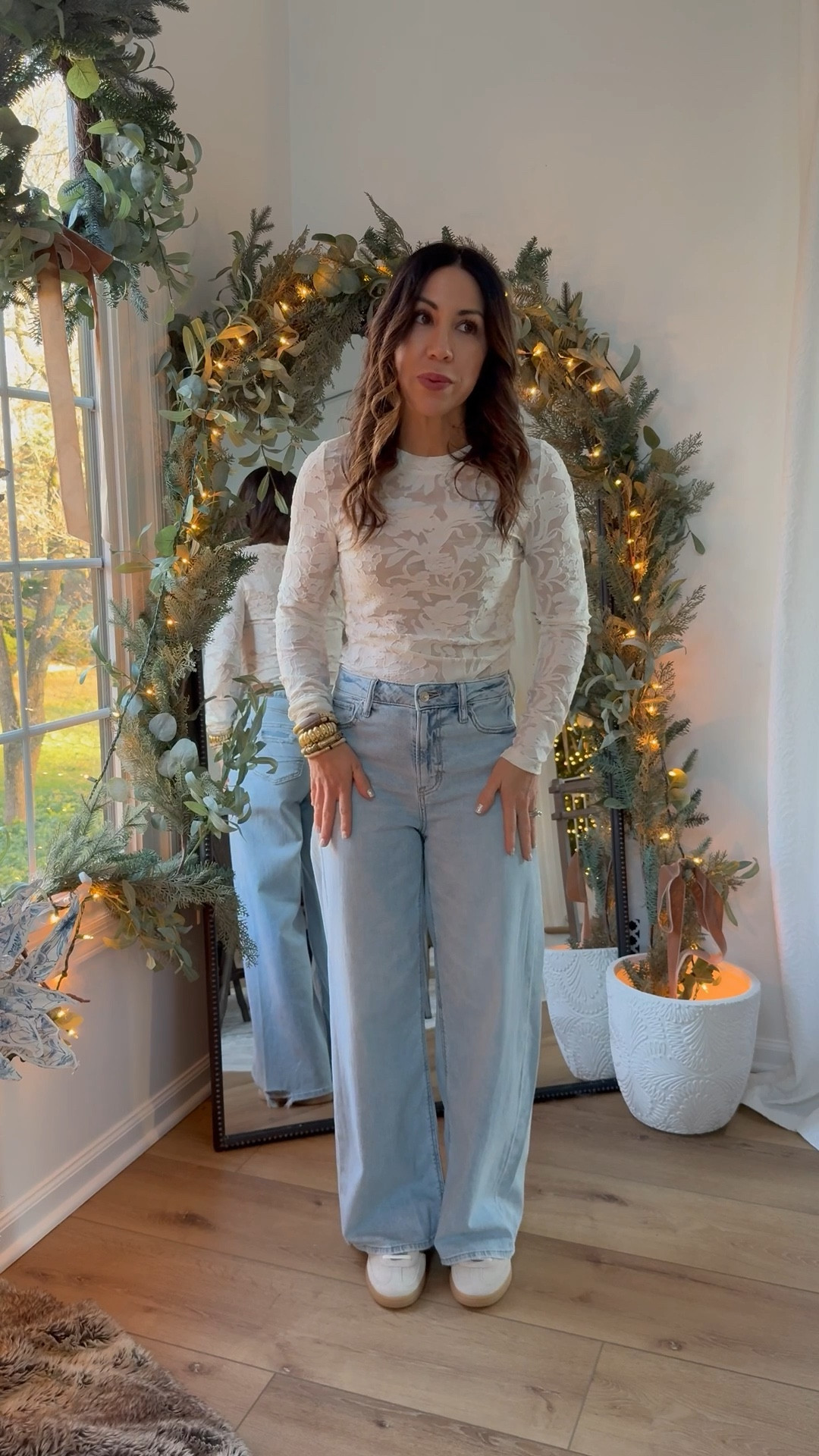 0 short baggy jeans, small lace top. Sneakers size down. American Eagle jeans.

#LTKPetite #LTKFindsUnder50 #LTKSaleAlert