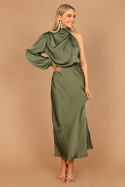 Amelie One Shoulder Maxi Dress - Olive | Petal & Pup (US)