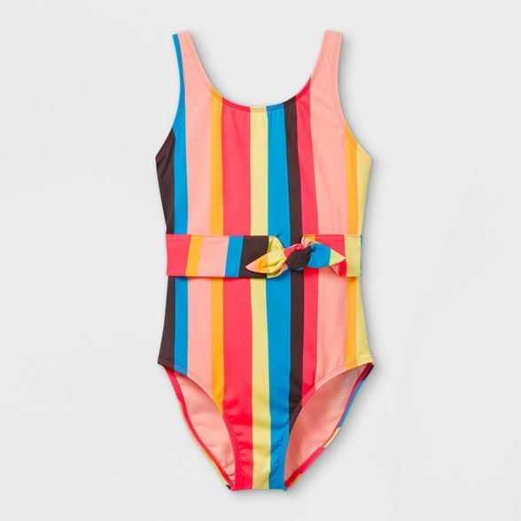 Girls' Magical Water Vertical Striped One Piece Swimsuit - art class™ | Target