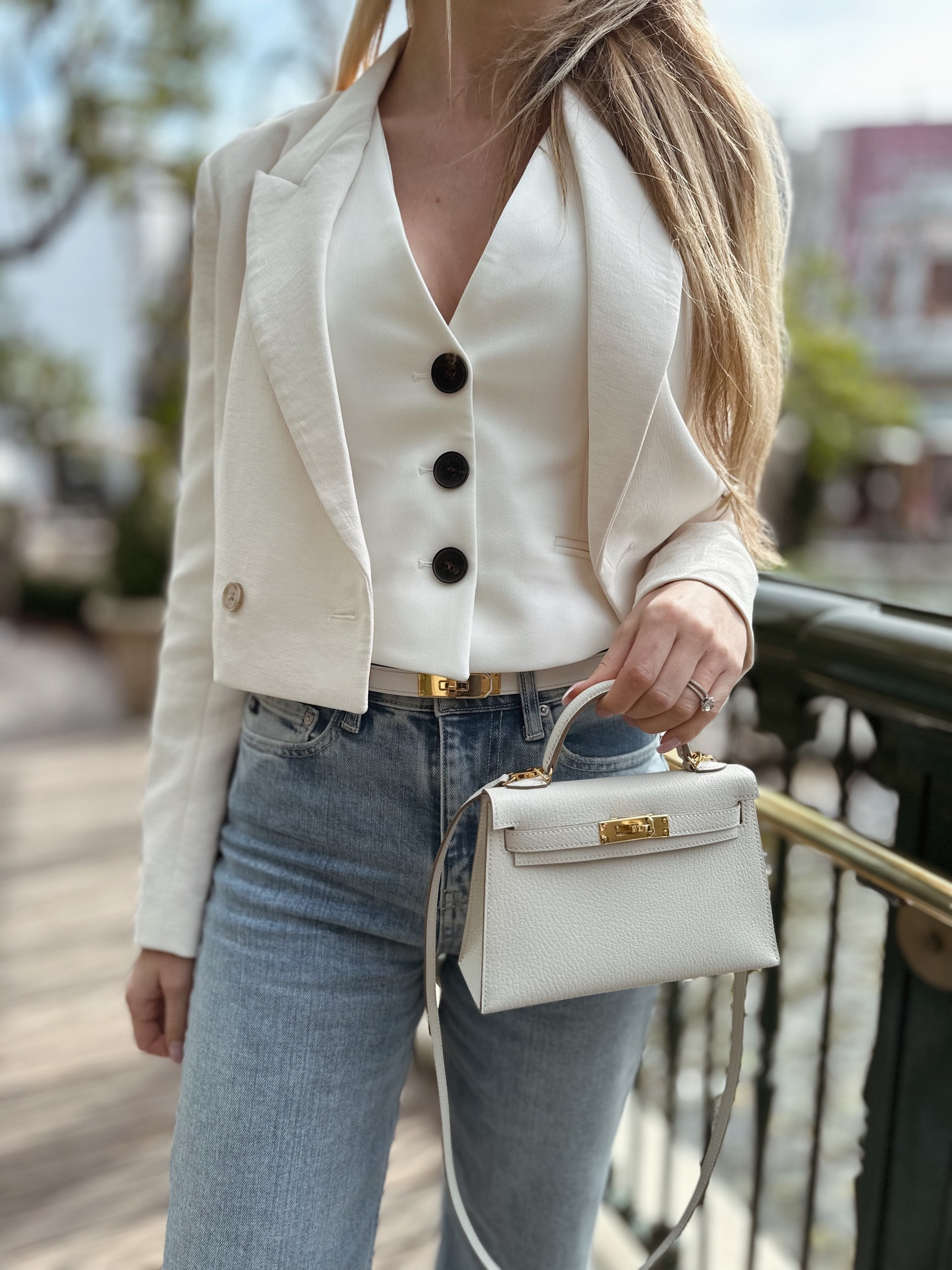 Casual spring chic in denim with a crispy white vest🤍#ootd #outfit #denimpants #vest #whitetop #springfashion #losangeles #minikelly #whitebag #hermesbag #kellybelt

#LTKstyletip #LTKSeasonal #LTKworkwear