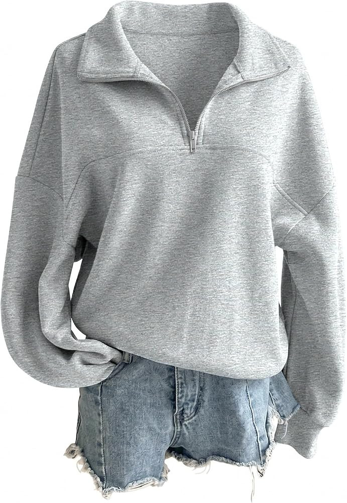 SHEWIN Women's Sweatshirt Fleece Quarter Zipper Pullover Tops Casual Oversized Half Zip Hoodie 20... | Amazon (US)