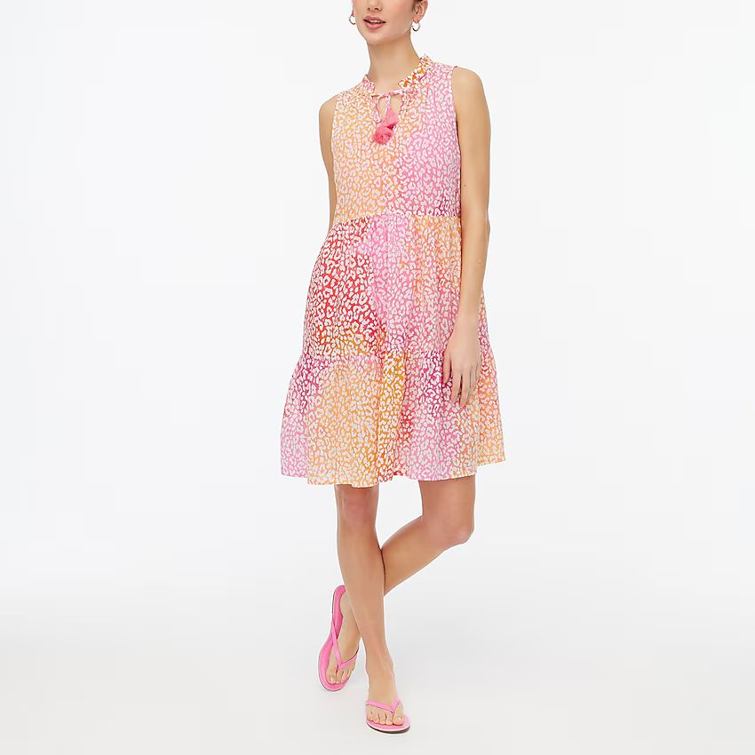 Leopard tiered cover-up mini dress | J.Crew Factory