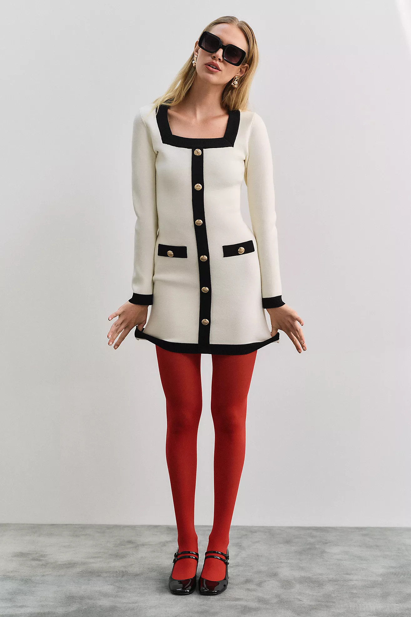 English Factory Square-Neck Contrast Dress | Anthropologie (US)