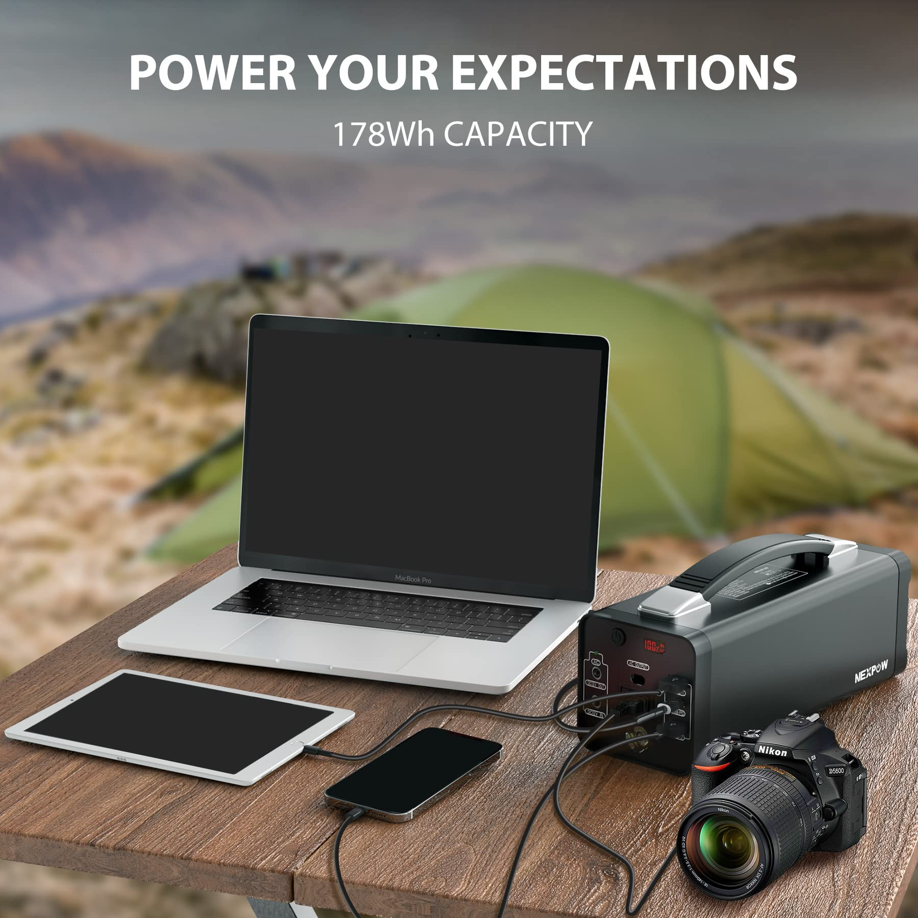 Amazon.com : NEXPOW 178Wh Portable Power Station, 48000mAh Camping Solar Generators Lithium Battery  | Amazon (US)