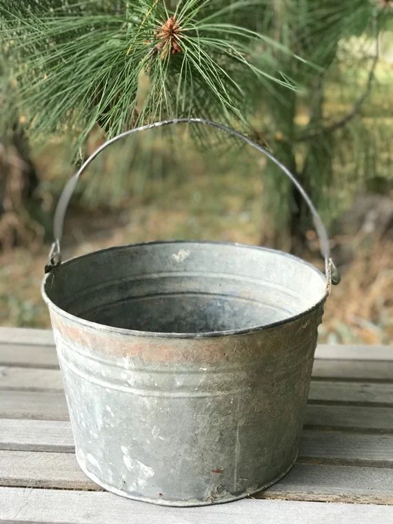 Vintage Galvenized Metal Bucket | Etsy (US)