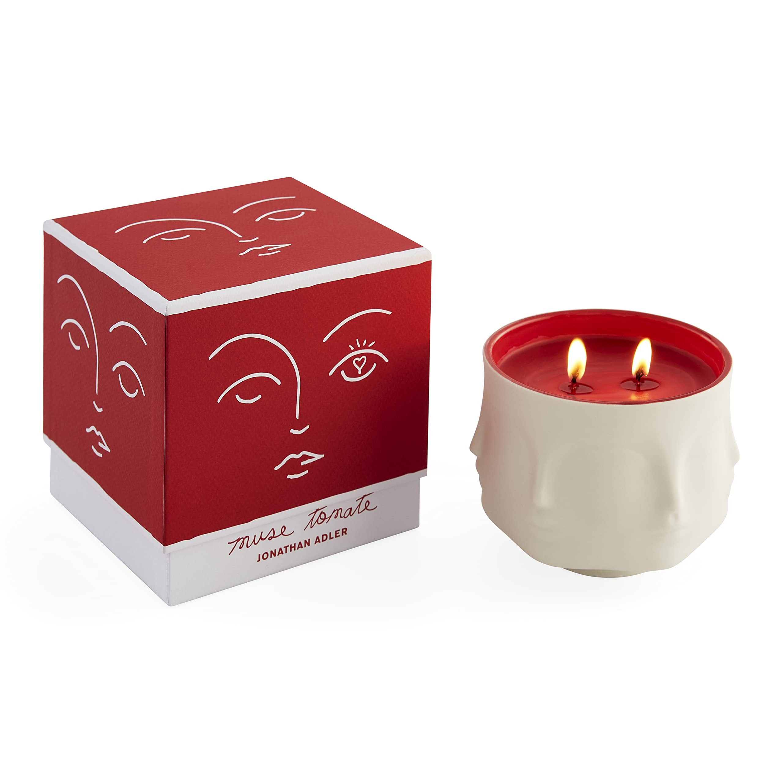 Jonathan Adler Muse Couleur Tomate Candle, White/Red | Amazon (US)