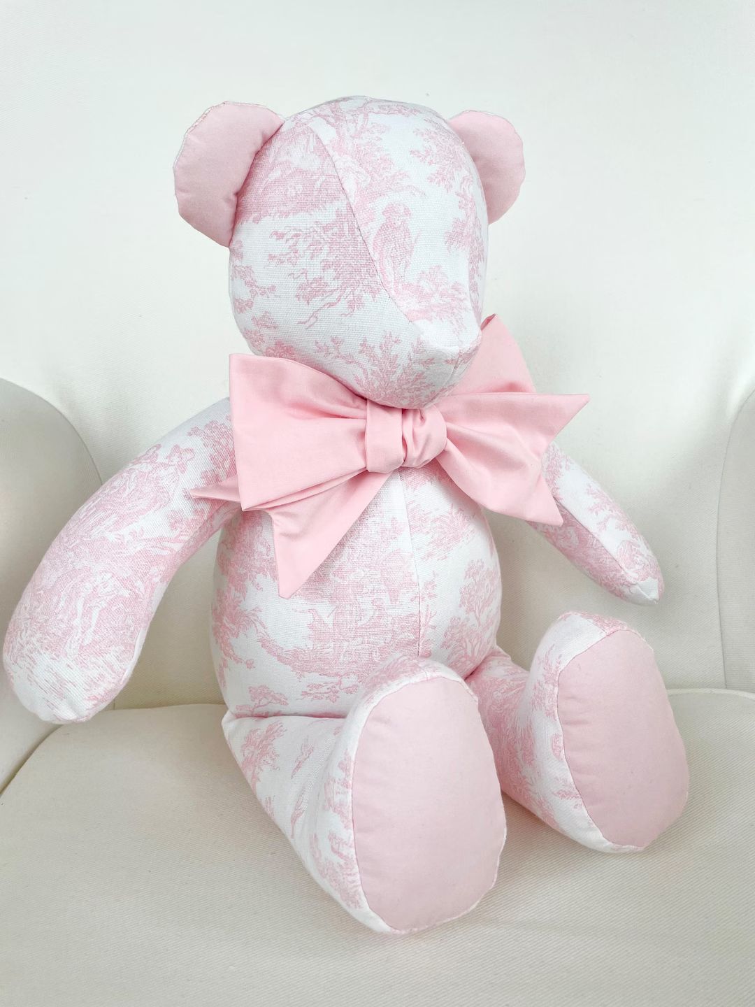 MADE to ORDER - Emma - Handmade Light Pink Toile Teddy Bear | Etsy (US)