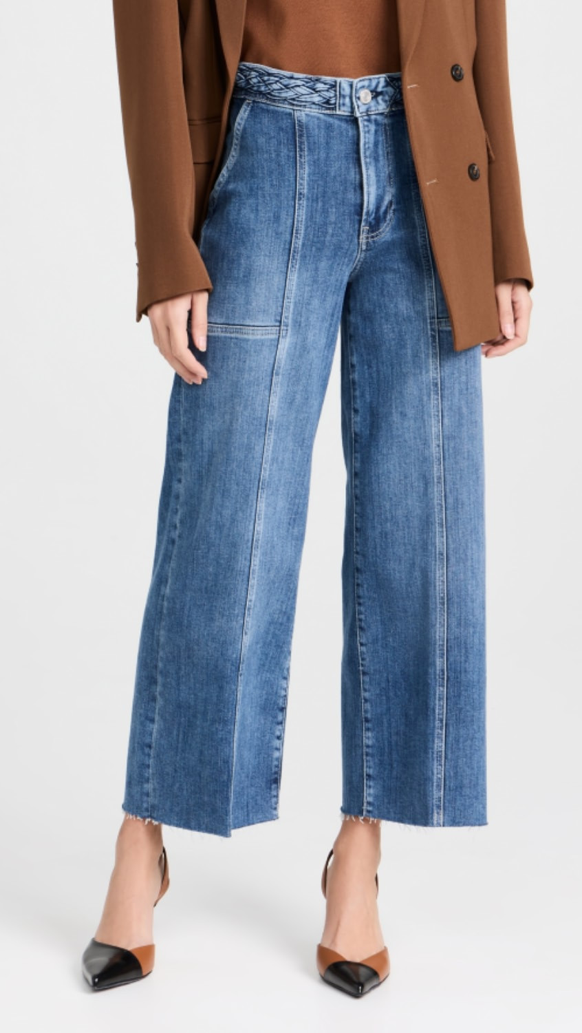Braided Waistband Wide Crop Jeans | Shopbop