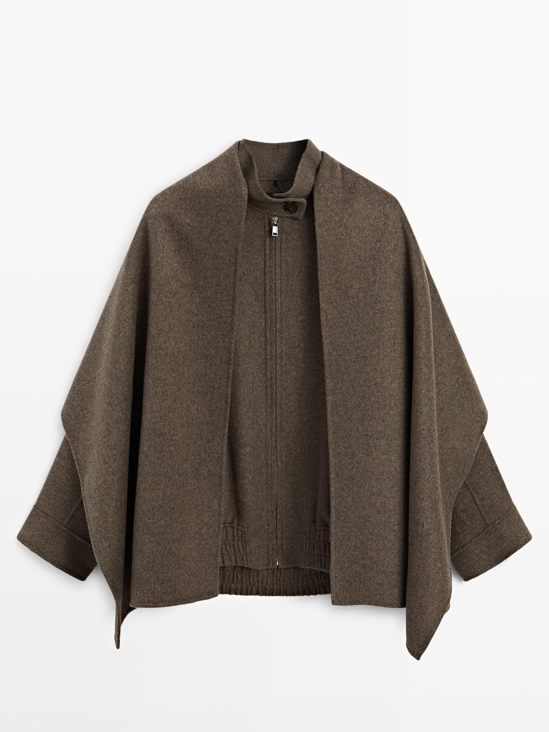 Wool blend bomber jacket with scarf | Massimo Dutti UK