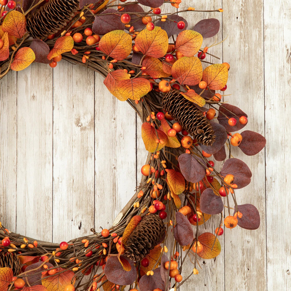 22" Faux Eucalyptus & Berry Fall Wreath | Wayfair North America