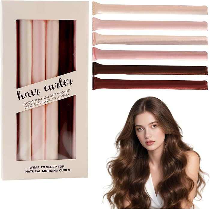 6Pcs Overnight Heatless Hair Curler Blowout Rods Jumbo, Heatless Curls Satin Flexi Rods for Overn... | Amazon (US)